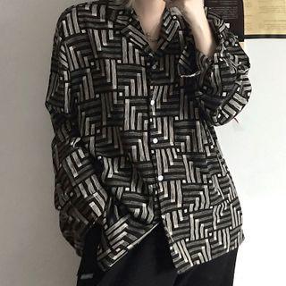 Couple Matching Pattern Shirt Print - Gray - One Size