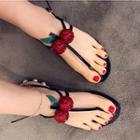 Low Heel Cherry Accent Sandals