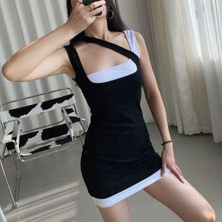 Mock Two-piece Irregular Mini Bodycon Tank Dress