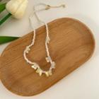 Butterfly Faux Pearl Acrylic Necklace Necklace - Butterfly - White & Yellow - One Size