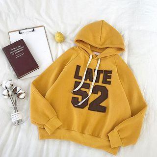 Lettering Printed Long-sleeve Hooded Sweatshirt