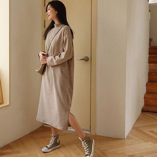 Mock-neck Napped Maxi T-shirt Dress