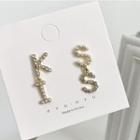Rhinestone Kiss Lettering Dangle Earring 1 Pair - Stud Earring - One Size