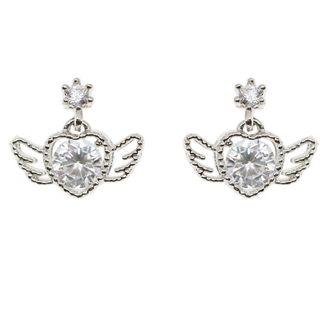 Rhinestone Flying Heart Dangle Earring