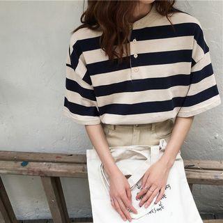 Striped Loose-fit Short-sleeve Top