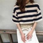 Striped Loose-fit Short-sleeve Top