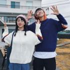 Couple Matching Color Panel Knit Hoodie