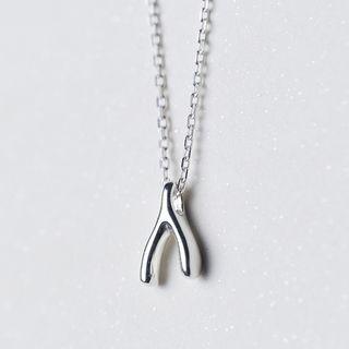 925 Sterling Silver Wishbone Pendant Necklace