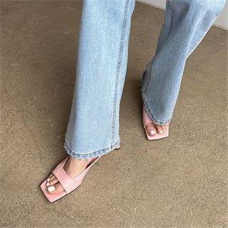 Square Open-toe Heeled Mules