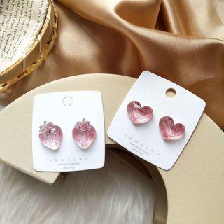 Resin Strawberry / Heart Earring