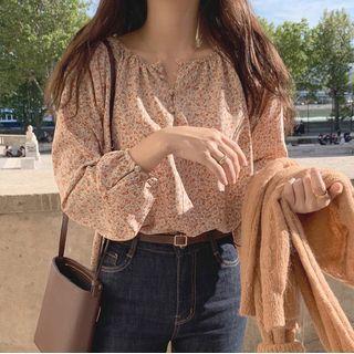 Floral Printed Blouse Orange - One Size
