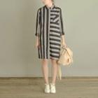 Long-sleeve Two Tone Shirt Dress