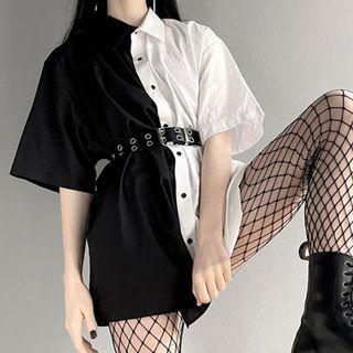Short-sleeve Colorblock Shirt