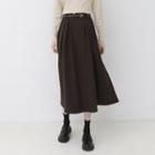 Set: Midi A-line Skirt + Faux Leather Belt