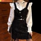 Ruffled Blouse / Glitter Camisole Top / A-line Skirt