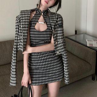 Sleeveless Pattern Dress / Cropped Jacket / Set