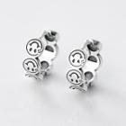 925 Sterling Silver Smiley Earring S925 Sterling Silver - 1 Pair - Silver - One Size