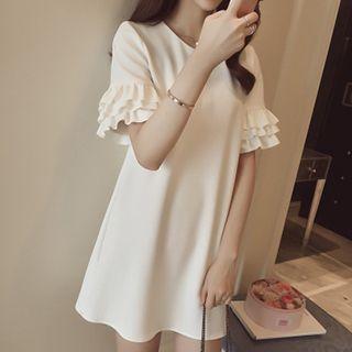 Frilled Short-sleeve Chiffon Dress