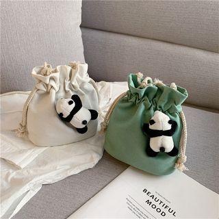 Panda Drawstring Canvas Bucket Bag