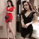 Lace Trim Short-sleeve Bodycon Dress