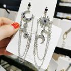 Non-matching Rhinestone Moon Star Drop Earring 1 Pair - As Shown In Figure - One Size