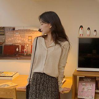 Open-placket Woolen Cardigan