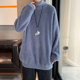 Mock Neck Long-sleeve Plain Sweater