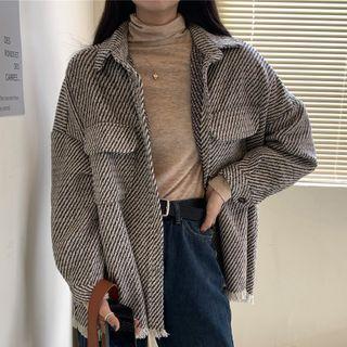 Striped Single-breasted Jacket Black & White - One Size