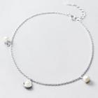 925 Sterling Silver Faux Pearl Anklet 1 Pc - 925 Sterling Silver Faux Pearl Anklet - One Size