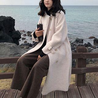 Double Breasted Belted Fleece Coat