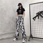 Tie-dyed Drawstring-cuff Wide-leg Pants