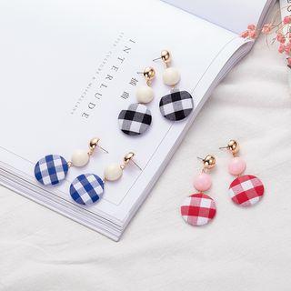 Plaid Disc Dangle Earring