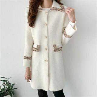 Fringe-trim Faux-pearl Jacket Ivory - One Size