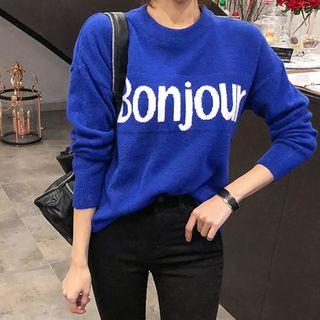 Crew-neck Dip-back Lettering Sweater