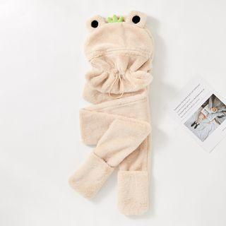 Frog Embroidered Hooded Scarf