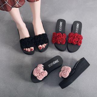 Floral Slide Platform Sandals