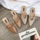 Bow Accent Chunky-heel Pointy-toe Mules