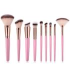 Set Of 9: Makeup Brush With Pink Handle