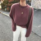 Plain Faux Fur Loose-fit Sweater As Figure - One Size