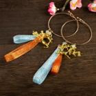 Ribbon Bangle 1 Pair - Orange & Blue & Gold - One Size