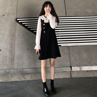 Dotted Blouse / A-line Pinafore Dress