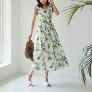 Sleeveless Pineapple Long Flare Dress