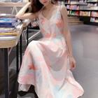 Short-sleeve / Sleeveless Print Midi Dress
