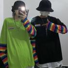 Long-sleeve Striped Mock Two Piece T-shirt