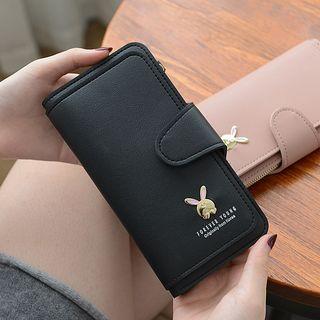 Faux Leather Magnetic Lock Long Wallet