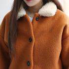 Sherpa-fleece Collar Single-breasted Coat