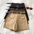 Belted Cargo Wide-leg Shorts