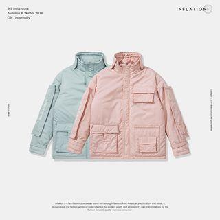 Stand-collar Lettering Padded Coat