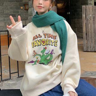 Lettering Cartoon Dinosaur Print Sweatshirt