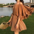 Short-sleeve Off Shoulder Chiffon Playsuit